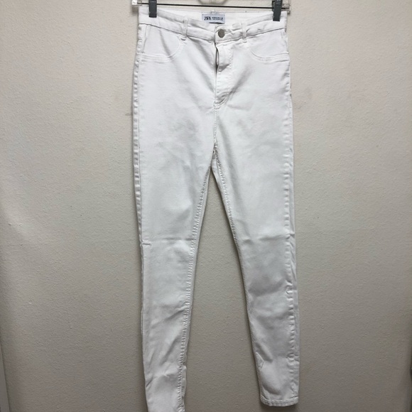 Zara Mid-Rise White Skinny Jeans 6